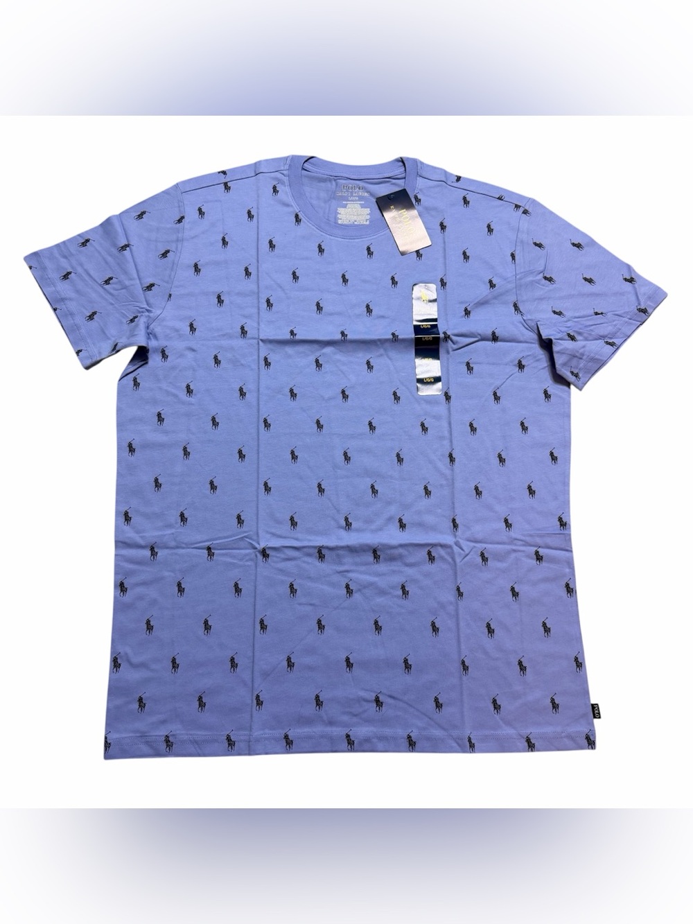 Polo Ralph Lauren Mens Light Blue Pony Logo Graphic Print T-Shirt Large NWT